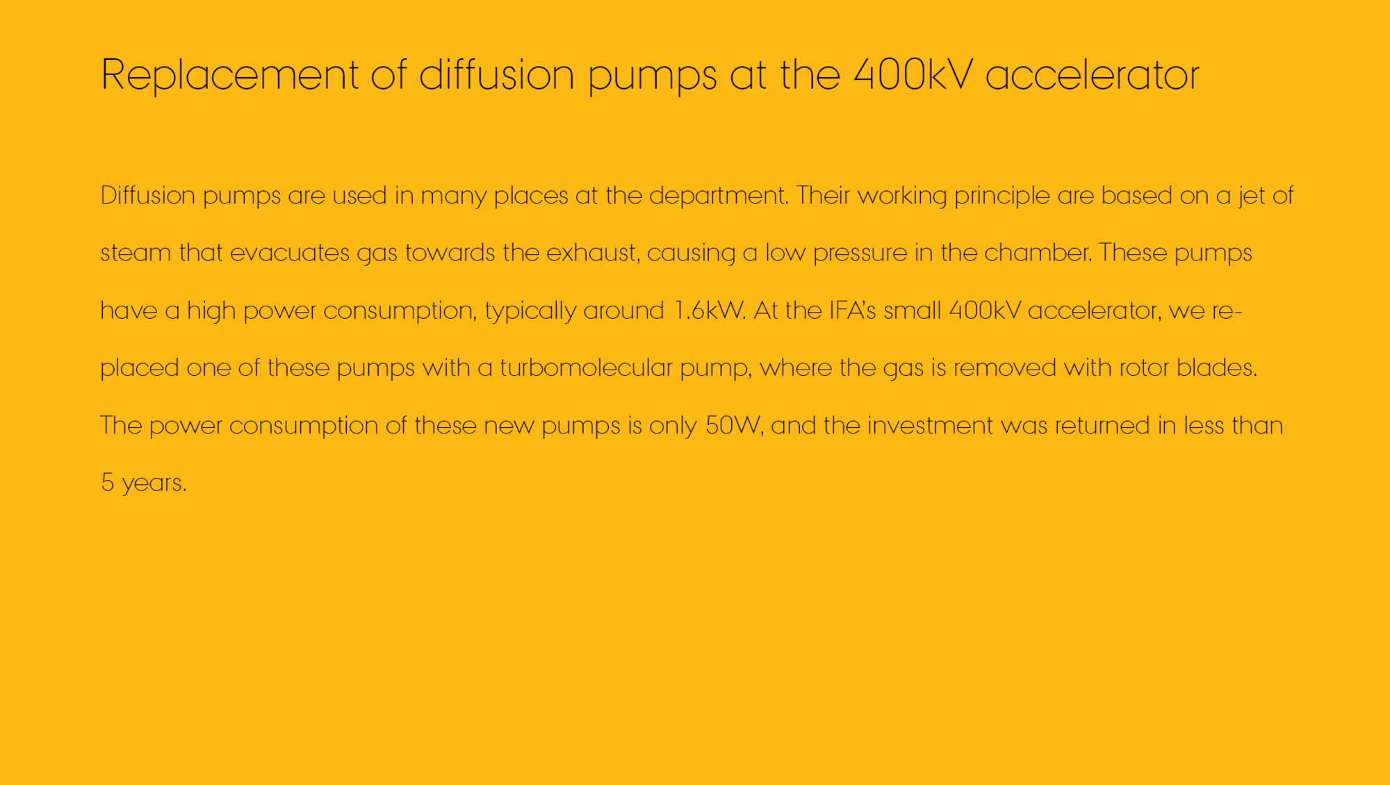 Text about the replacement of pumps